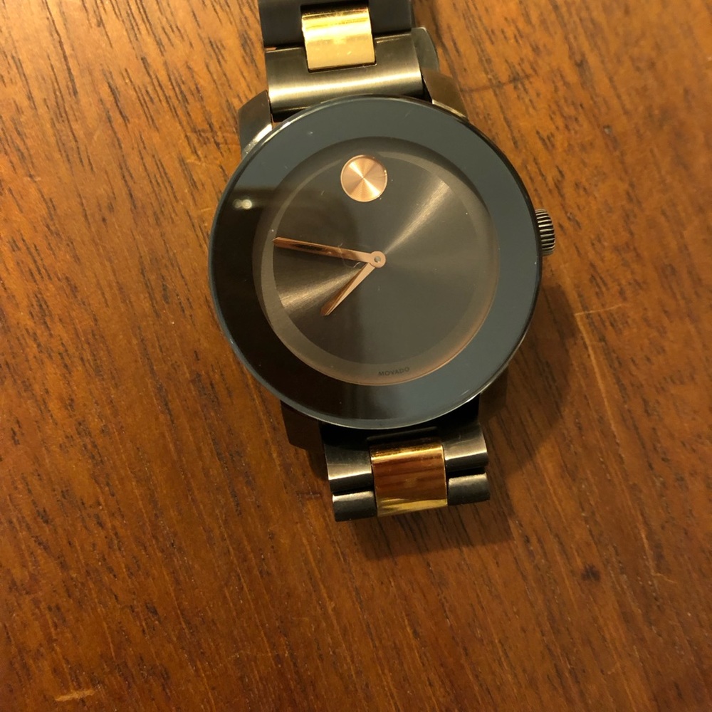 Movado Bold Face Black and Rose Good Bracelet